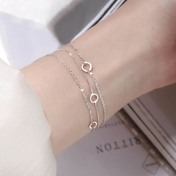 Jewelry - Dainty 925 Sterling Silver Circle Chain Bracelet